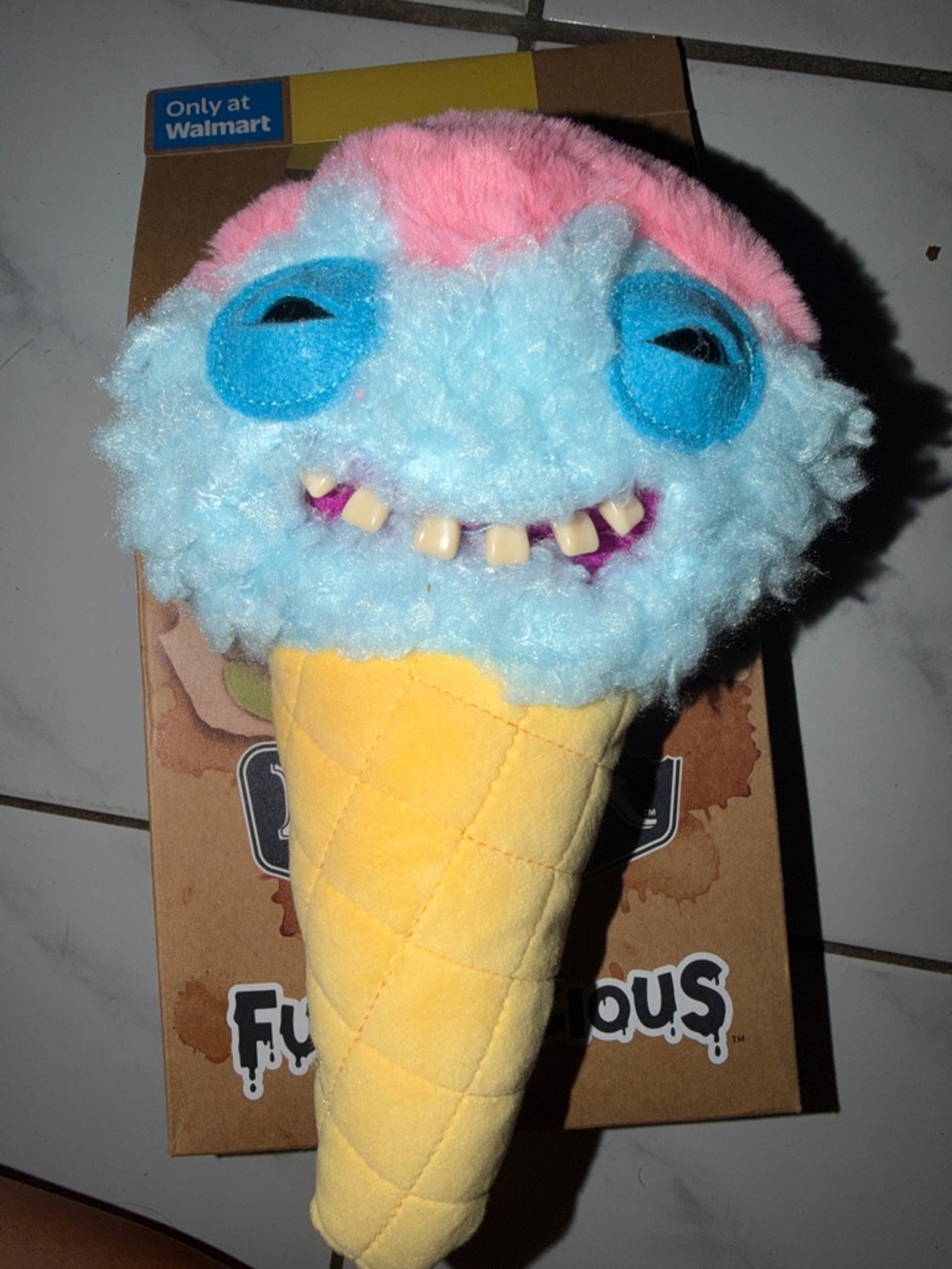 Plush Ice Cream Cone Stuffed Toy - Blue & Pink Scoop